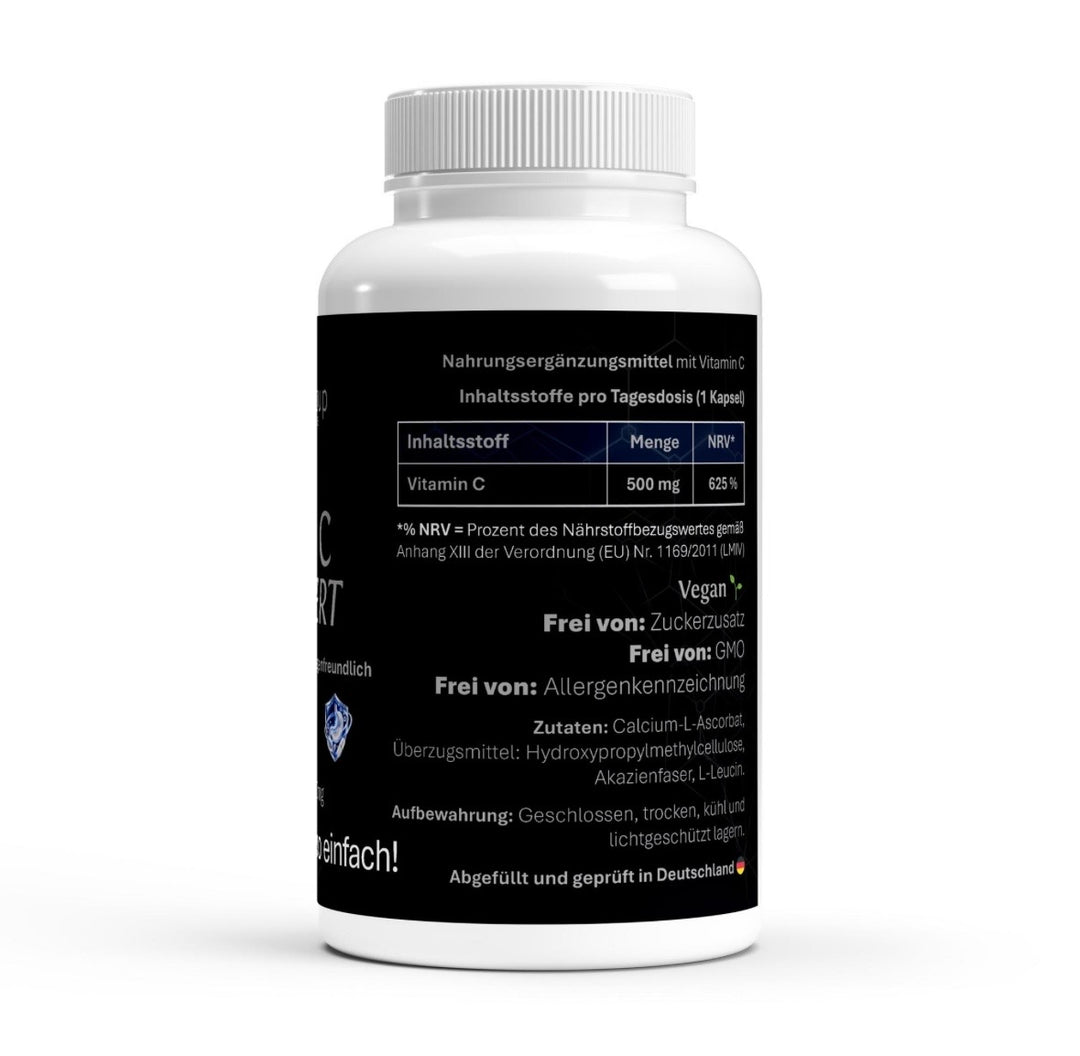 Vitamin C hochdosiert, gepuffert. Optimiert gleicher Preis 🌟 doppelter Inhalt