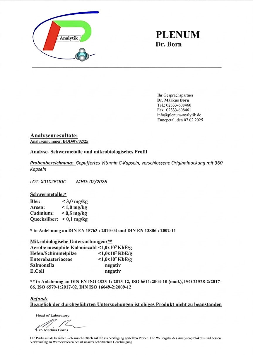 Vitamin C hochdosiert, gepuffert. Optimiert gleicher Preis 🌟 doppelter Inhalt